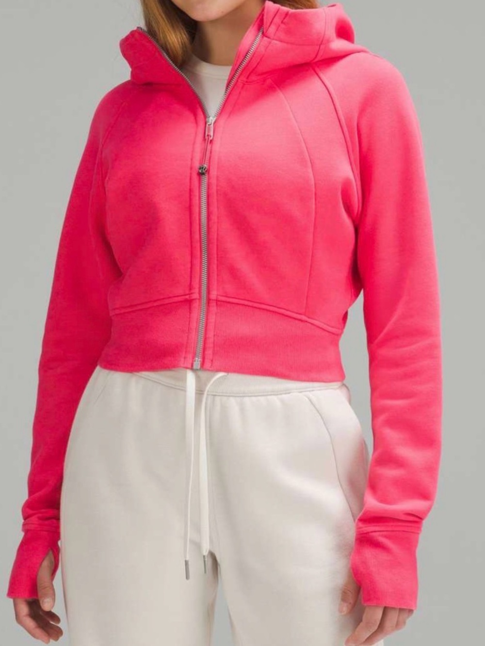 Lululemon Cropped Zip Scuba Hoodie in Lip Gloss Size 12